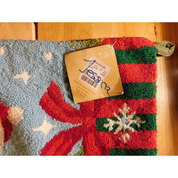 Christmas Bear Stocking Handmade Wool Needlepoint by Jabara Group Vintage - Picture 7 of 9